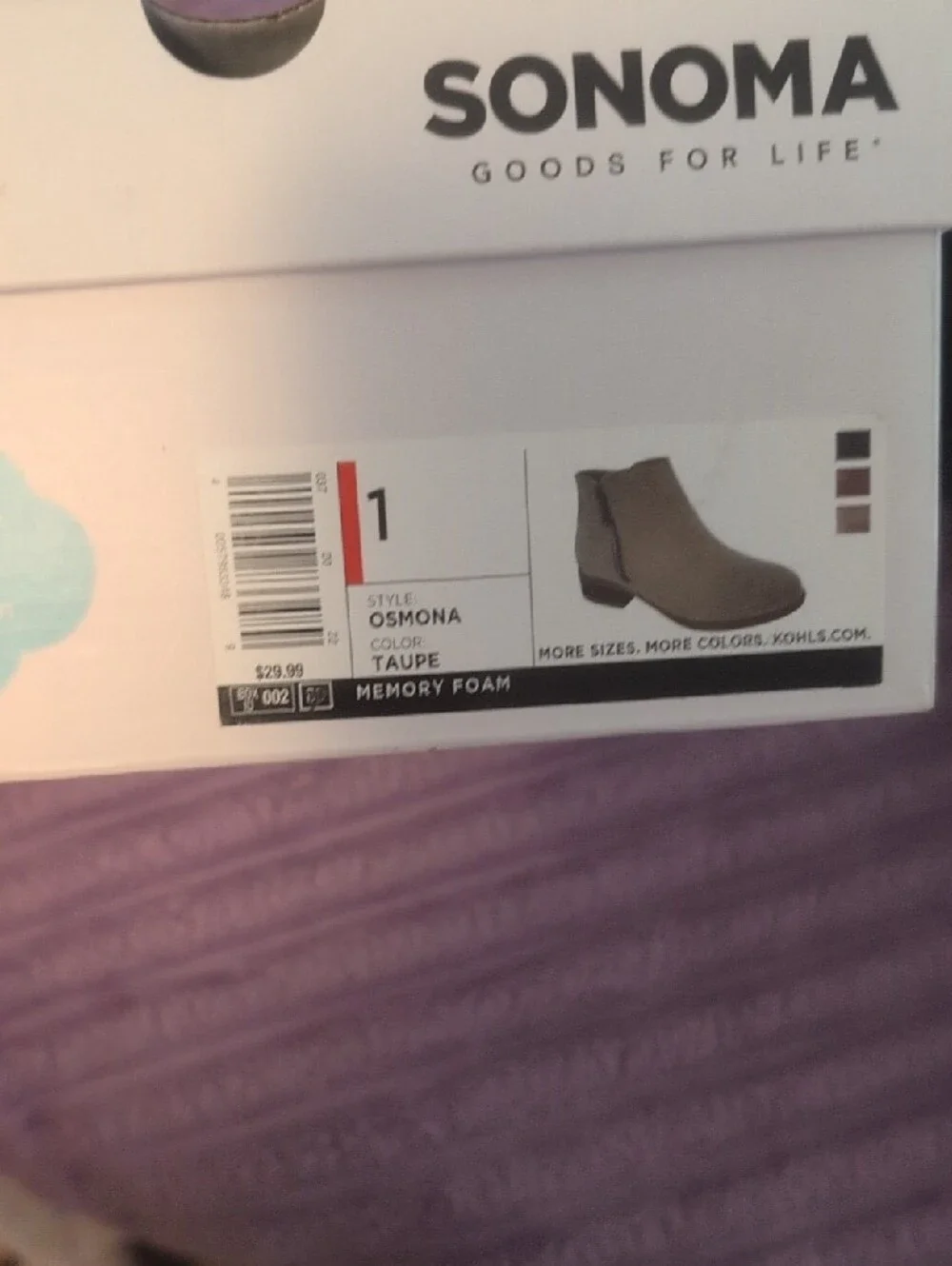 Sonoma Taupe Ankle Booties with Side Zip